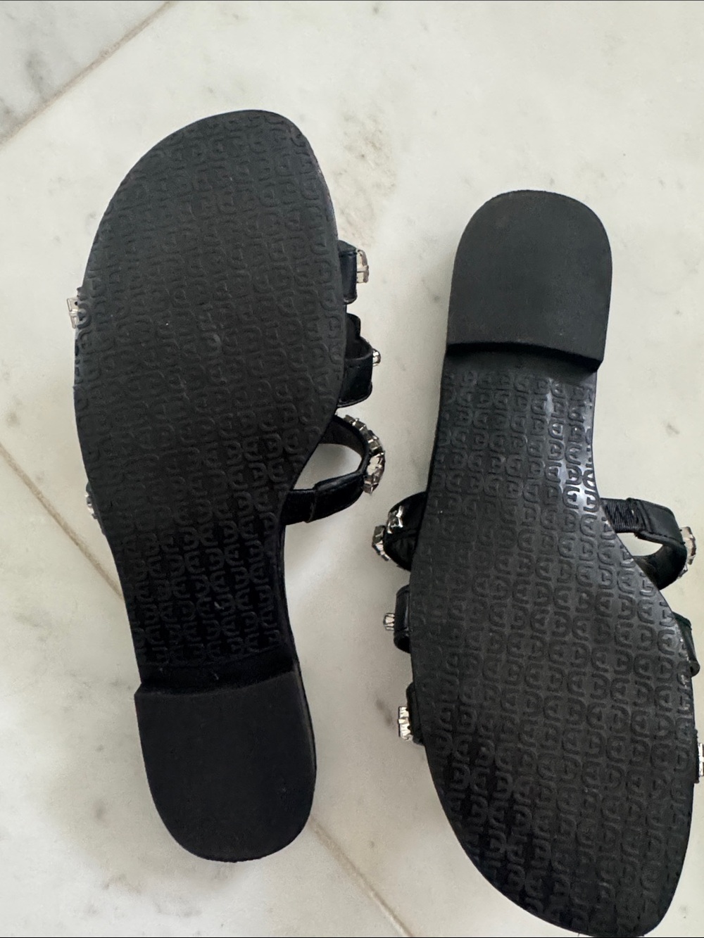 Sam Edelman Slip on Black Sandals with Gem Embellishments. Size 8M - Picture 4 of 8